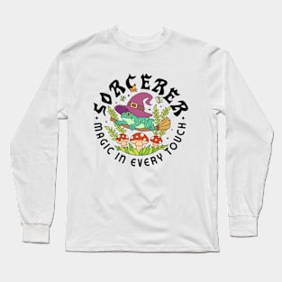 Frog Sorcerer Retro Graphic Long Sleeve T-Shirt